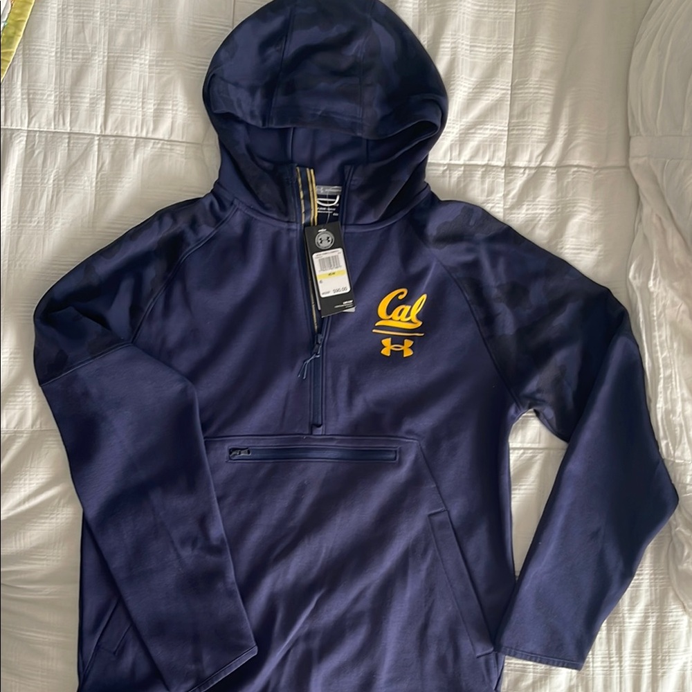 Under Armour Navy Hoodie with Gold Cal Logo